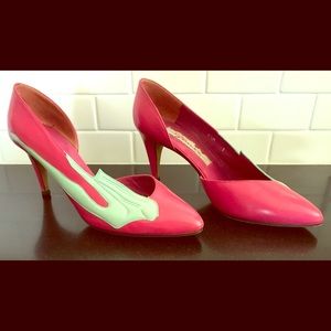 Vintage flying marvel feminist housewife teal pink goddess Wonder Women Heels